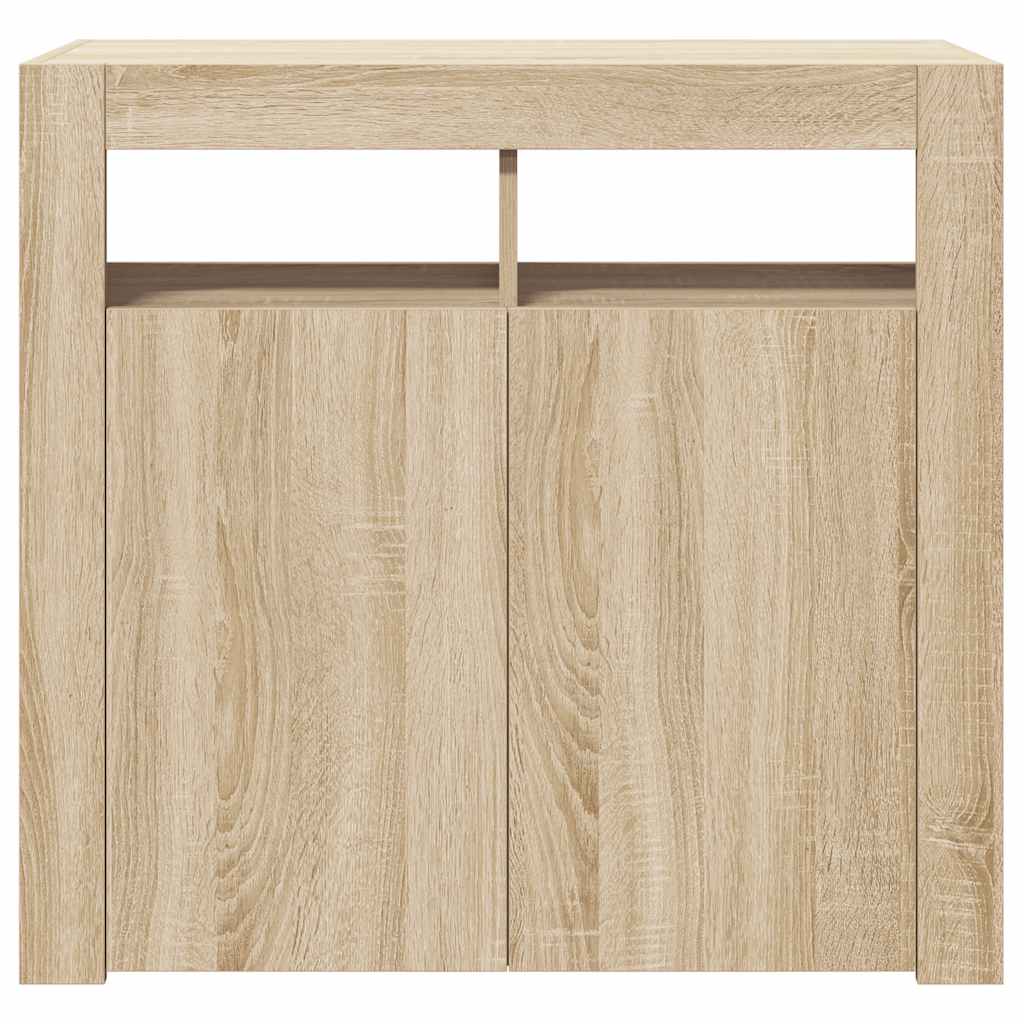 vidaXL Sideboard with LED Lights Sonoma Oak 80x35x75 cm