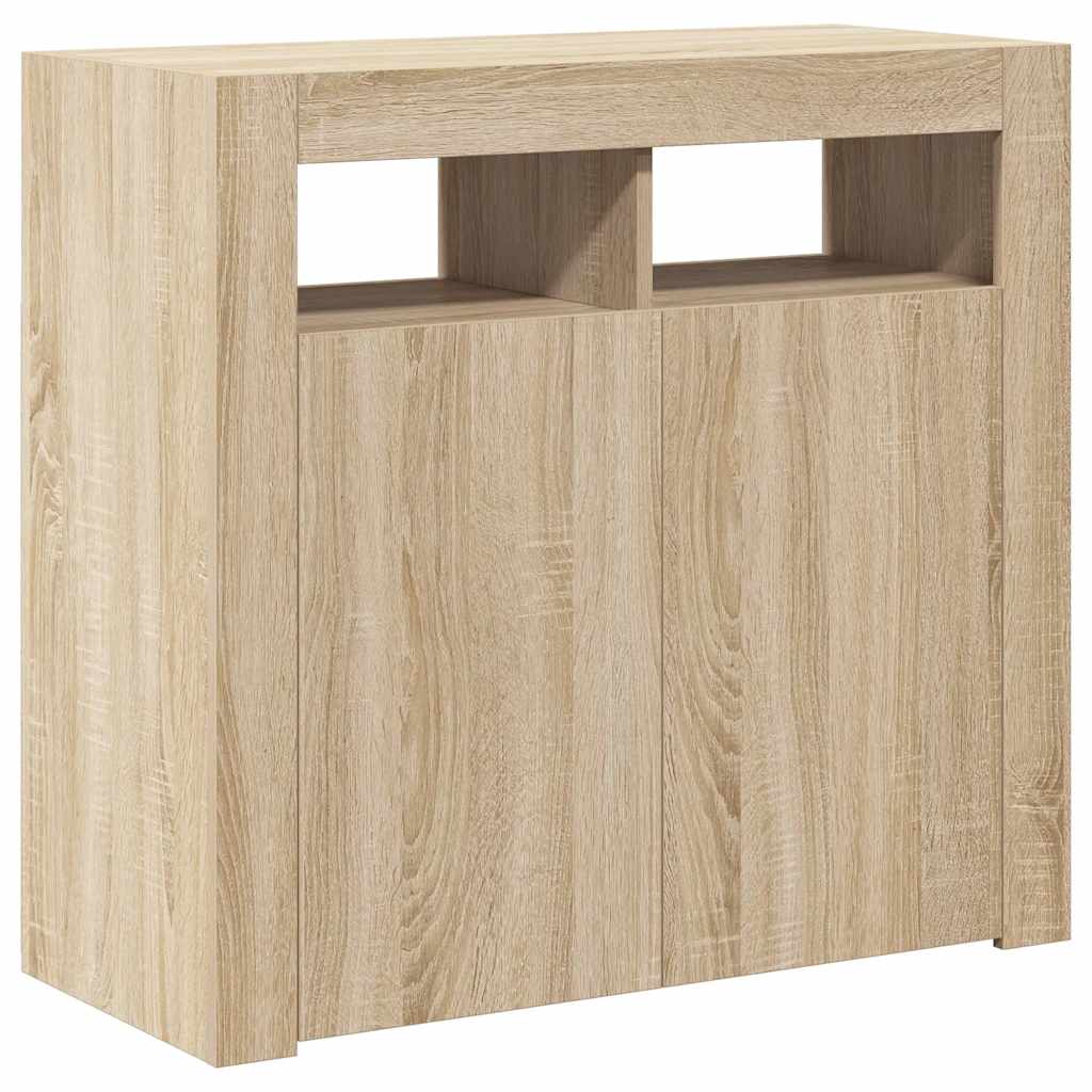 vidaXL Sideboard with LED Lights Sonoma Oak 80x35x75 cm