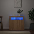 vidaXL Sideboard with LED Lights Sonoma Oak 80x35x75 cm