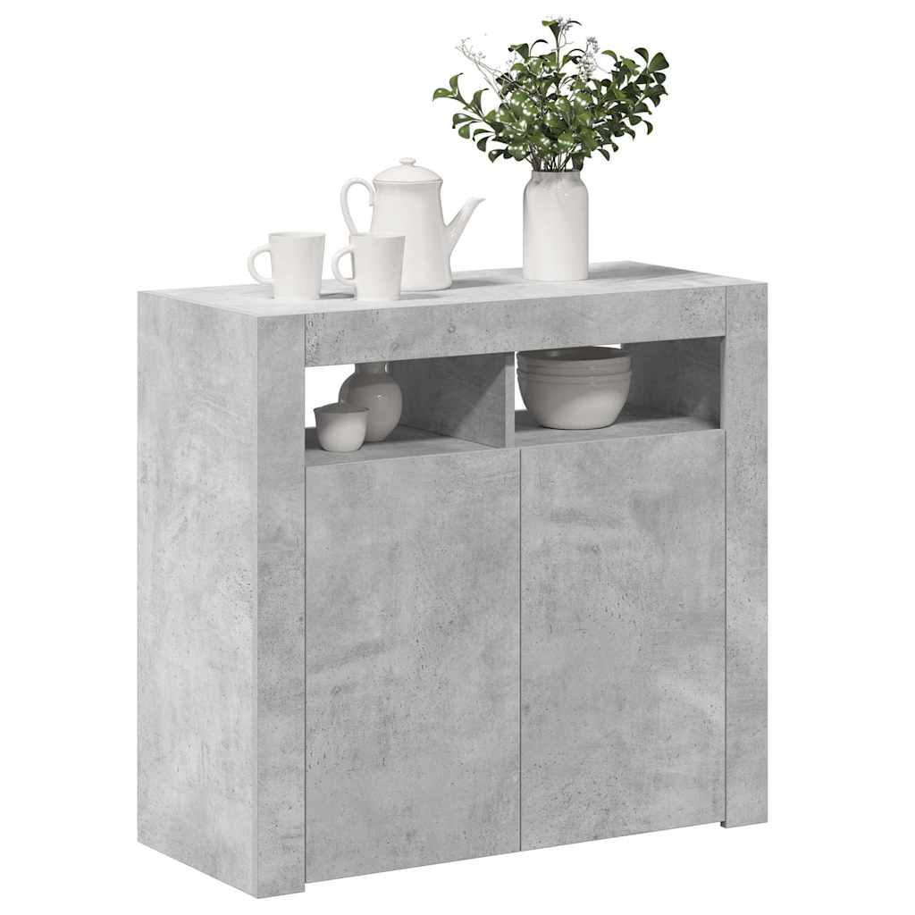 vidaXL Sideboard with LED Lights Concrete Grey 80x35x75 cm