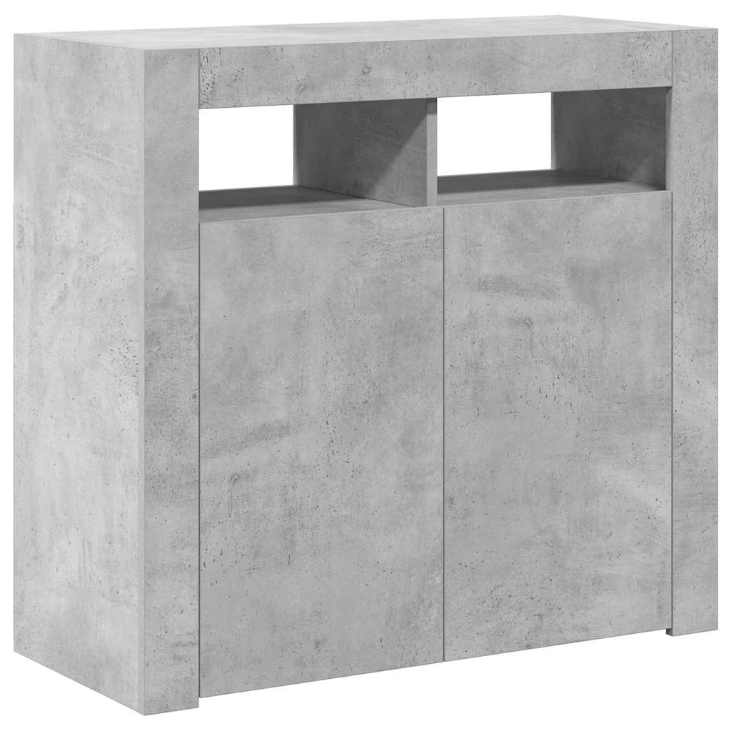 vidaXL Sideboard with LED Lights Concrete Grey 80x35x75 cm
