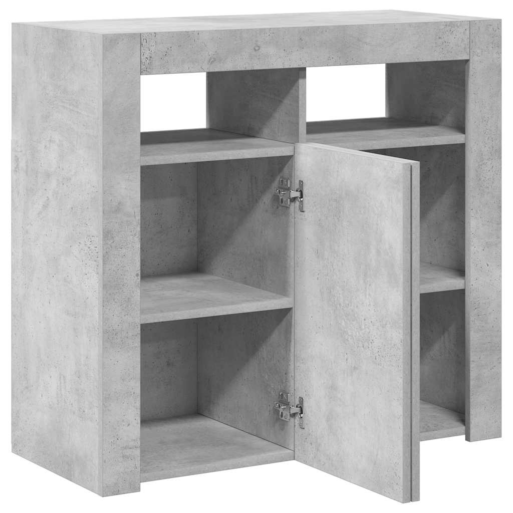 vidaXL Sideboard with LED Lights Concrete Grey 80x35x75 cm