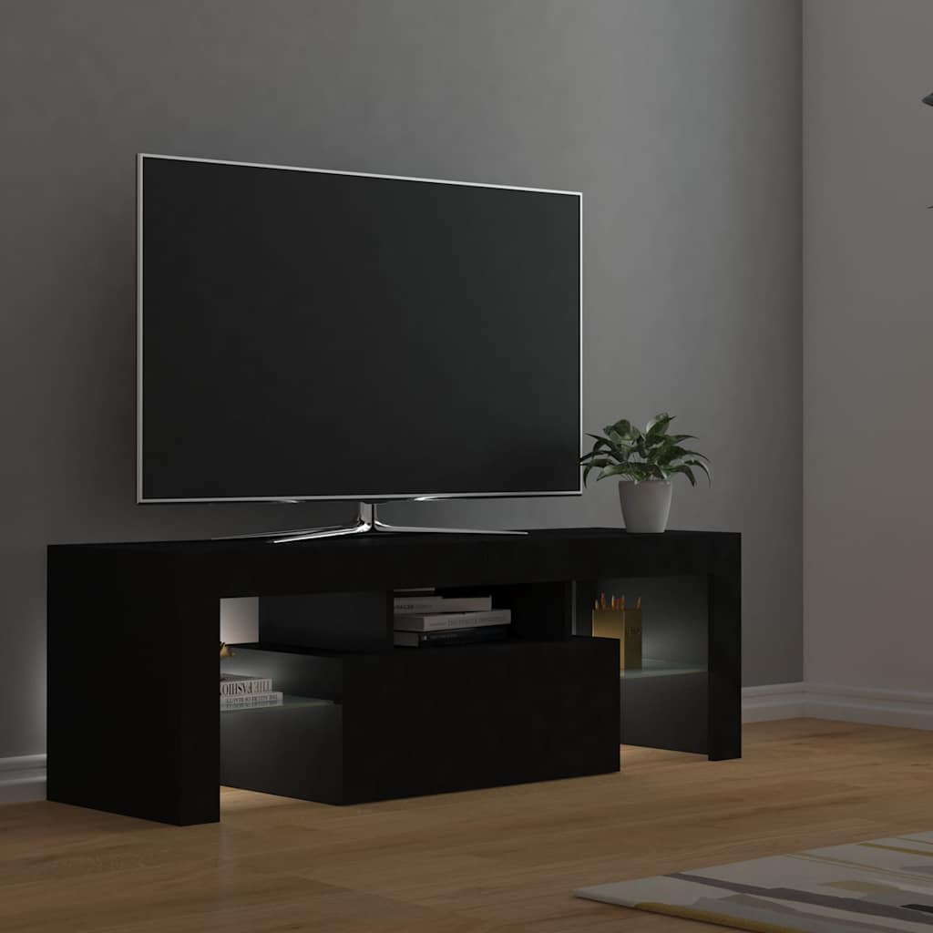 vidaXL TV Cabinet with LED Lights Black 120x35x40 cm