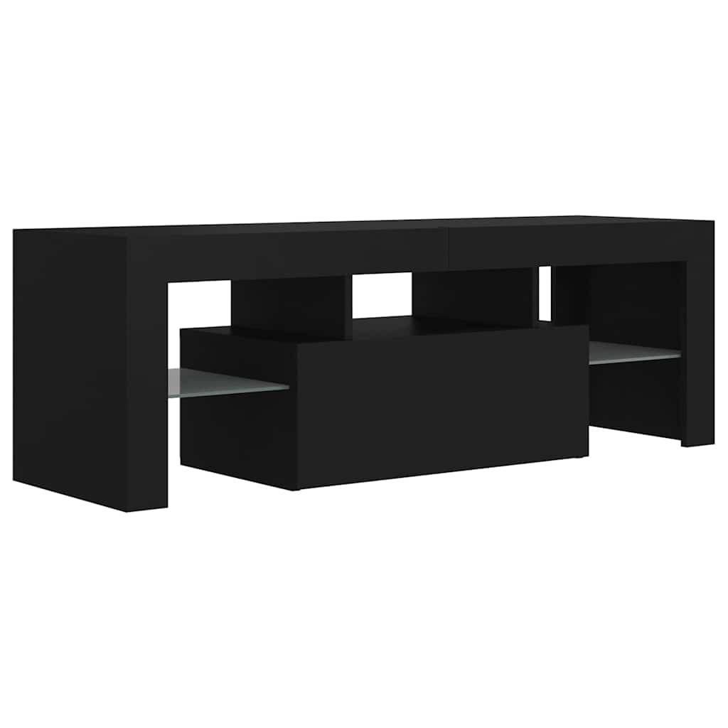 vidaXL TV Cabinet with LED Lights Black 120x35x40 cm