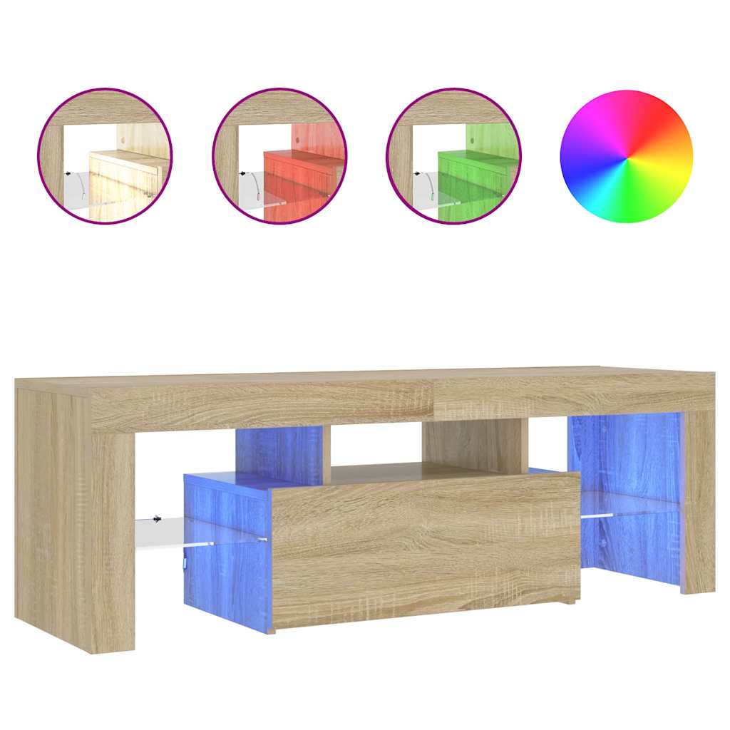 vidaXL TV Cabinet with LED Lights Sonoma Oak 120x35x40 cm