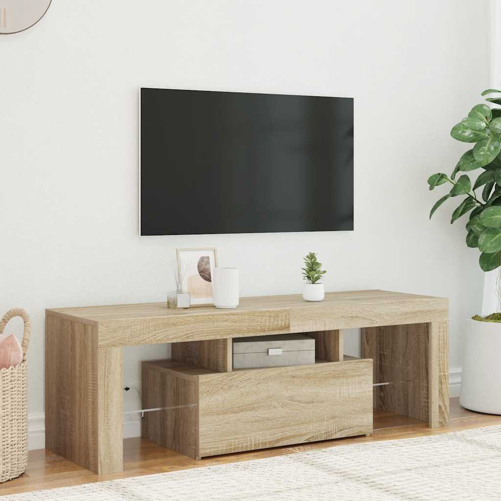 vidaXL TV Cabinet with LED Lights Sonoma Oak 120x35x40 cm
