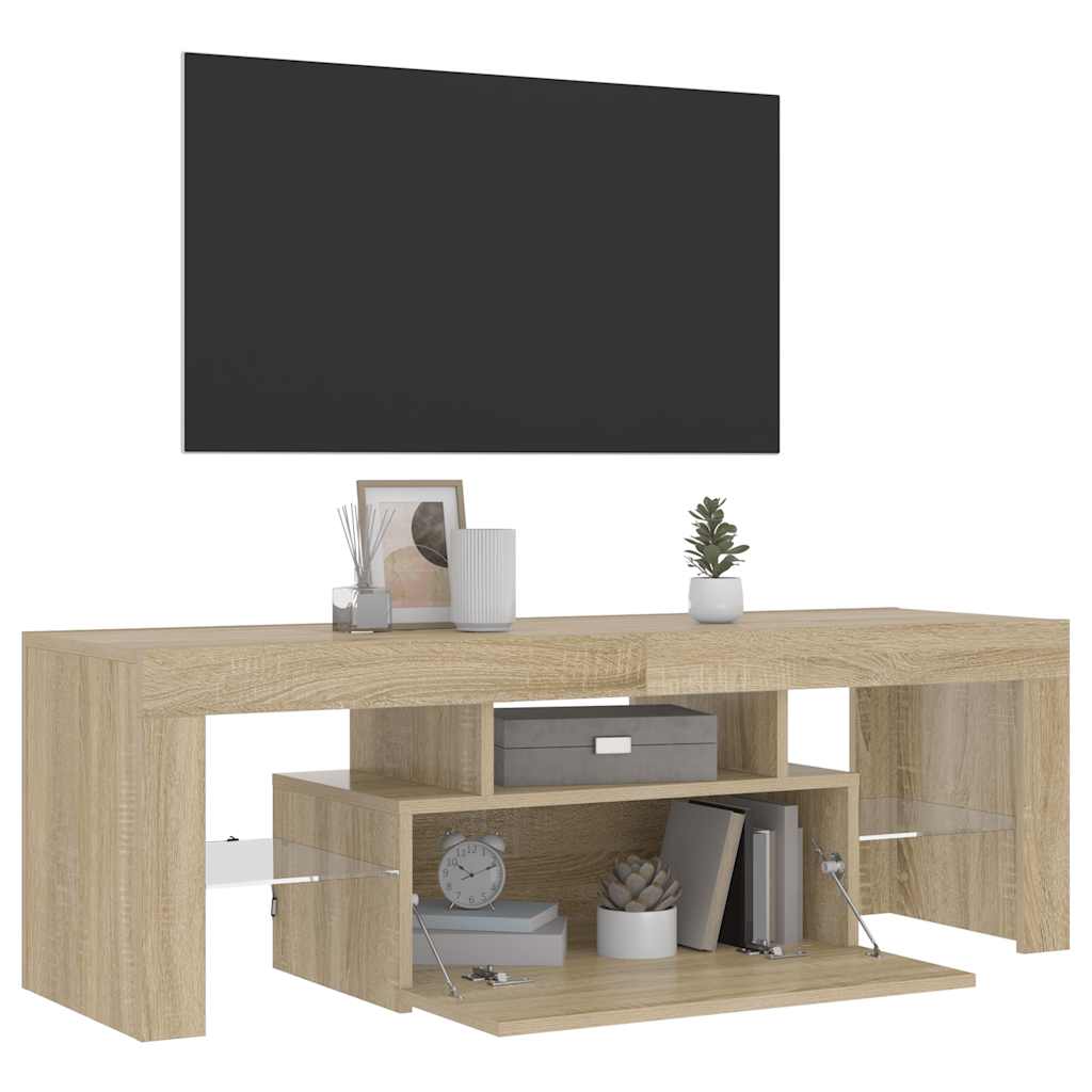 vidaXL TV Cabinet with LED Lights Sonoma Oak 120x35x40 cm