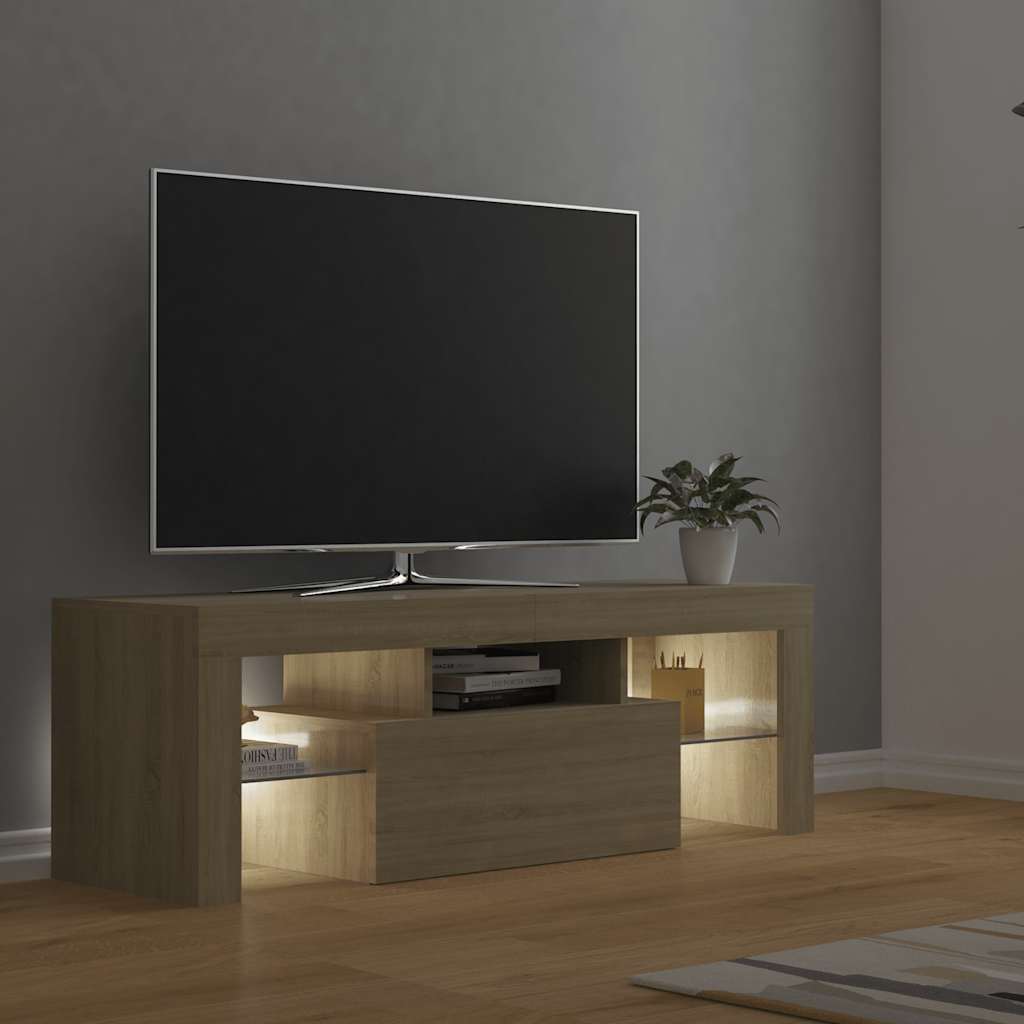 vidaXL TV Cabinet with LED Lights Sonoma Oak 120x35x40 cm