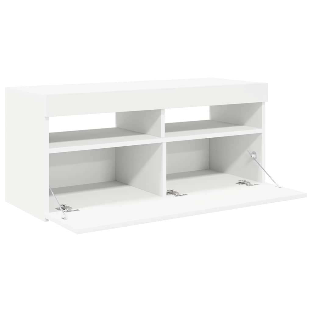 vidaXL TV Cabinet with LED Lights White 90x35x40 cm