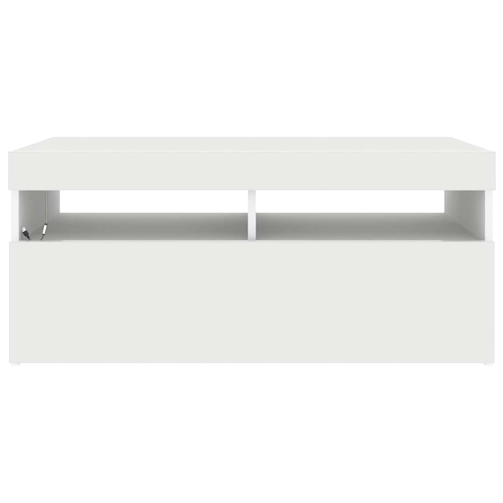 vidaXL TV Cabinet with LED Lights White 90x35x40 cm