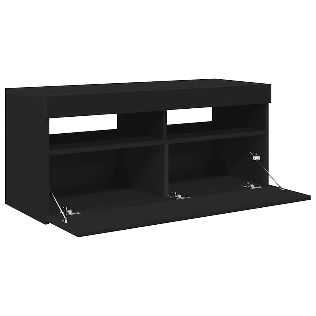 vidaXL TV Cabinet with LED Lights Black 90x35x40 cm