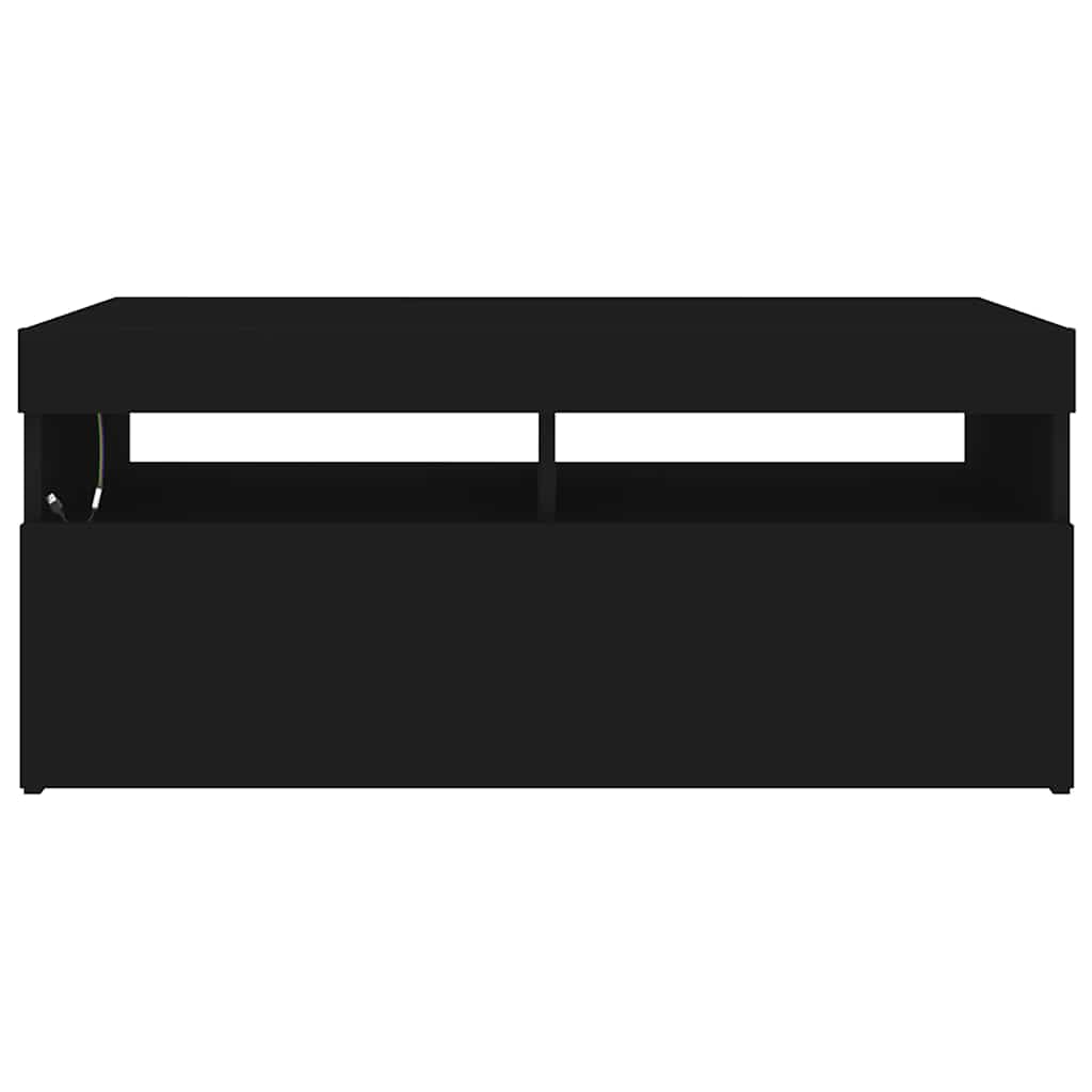 vidaXL TV Cabinet with LED Lights Black 90x35x40 cm