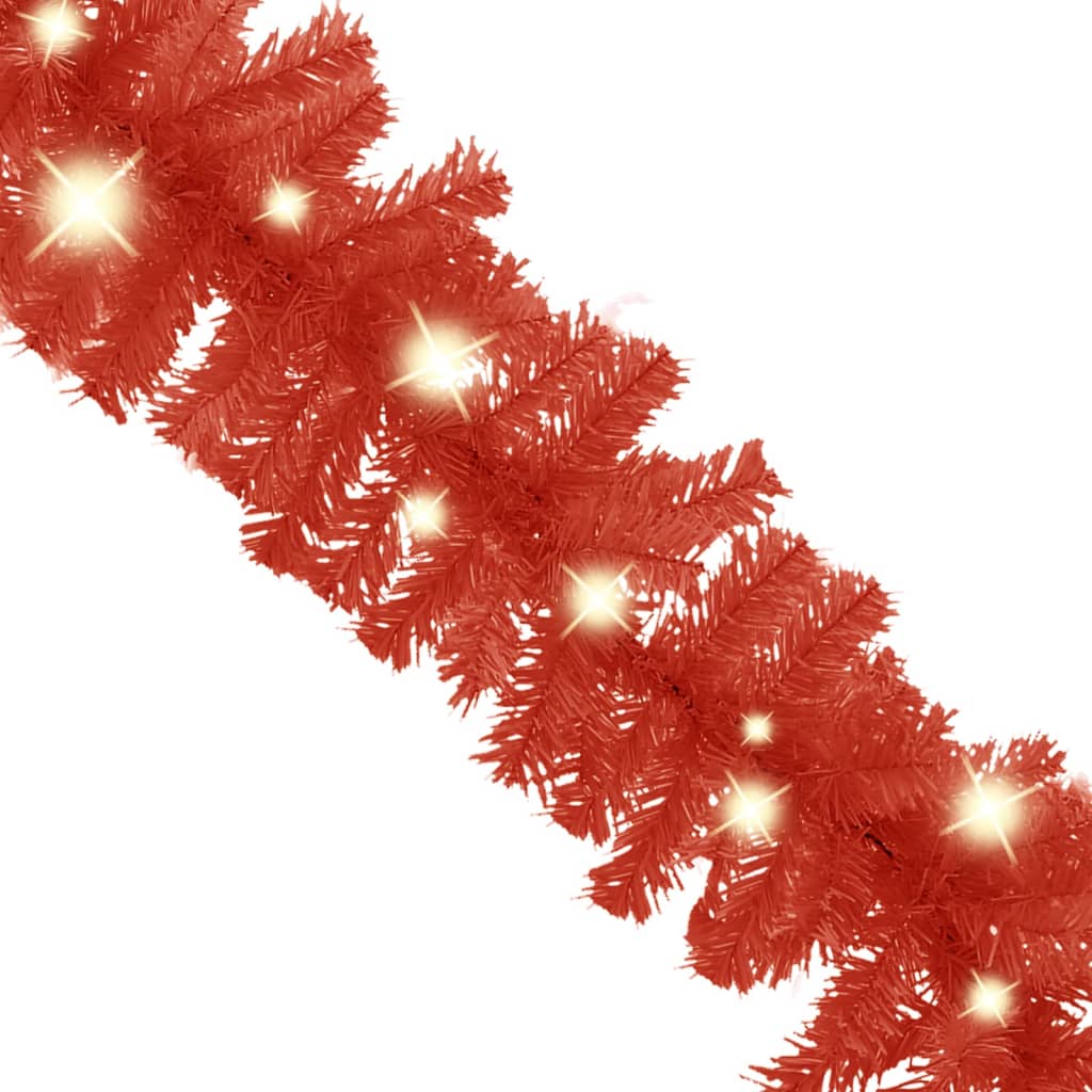 vidaXL Christmas Garland with LED Lights 10 m Red