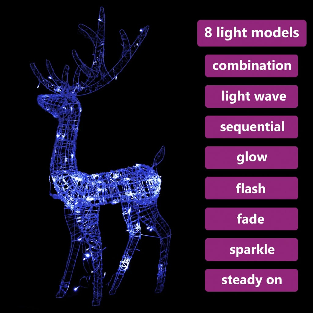 vidaXL Acrylic Reindeer Christmas Decoration 140 LEDs 120cm Blue