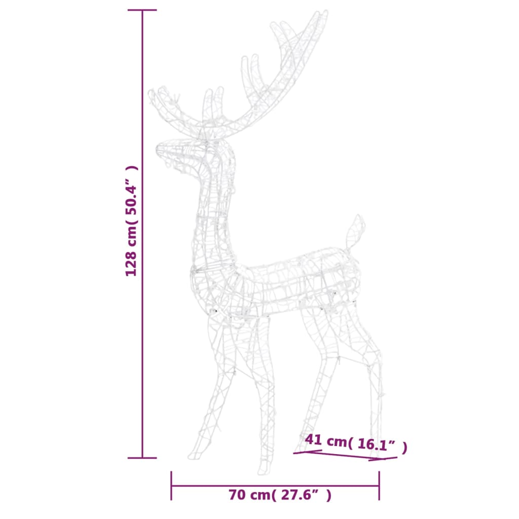 vidaXL Acrylic Reindeer Christmas Decoration 140 LEDs 120cm Blue