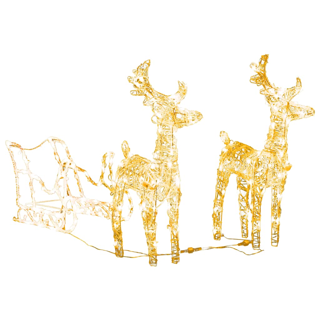 vidaXL Reindeers & Sleigh Christmas Decoration 160 LEDs 130 cm Acrylic