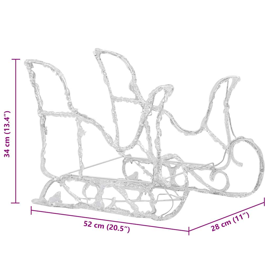 vidaXL Reindeers & Sleigh Christmas Decoration 160 LEDs 130 cm Acrylic