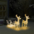 vidaXL Reindeers & Sleigh Christmas Decoration 160 LEDs 130 cm Acrylic