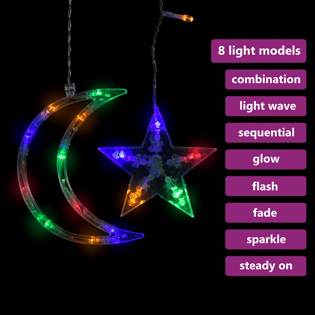 vidaXL Star and Moon Fairy Lights Remote Control 138 LED Colourful
