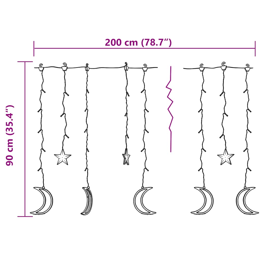 vidaXL Star and Moon Fairy Lights Remote Control 138 LED Colourful