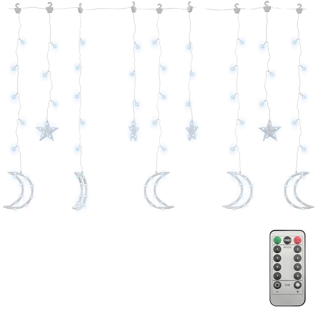 vidaXL Star and Moon Fairy Lights Remote Control 345 LED Cold White