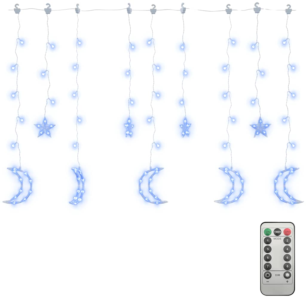 vidaXL Star and Moon Fairy Lights Remote Control 345 LED Blue