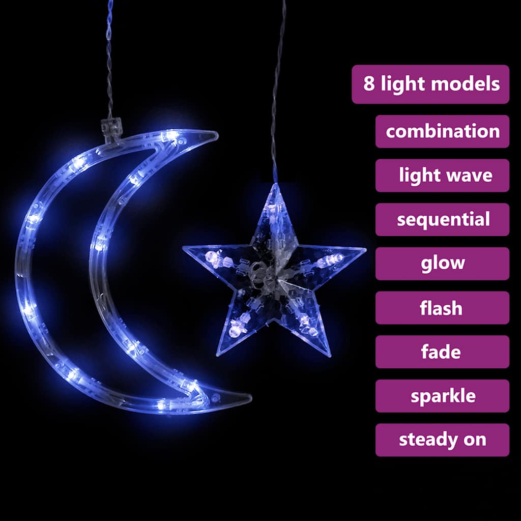 vidaXL Star and Moon Fairy Lights Remote Control 345 LED Blue