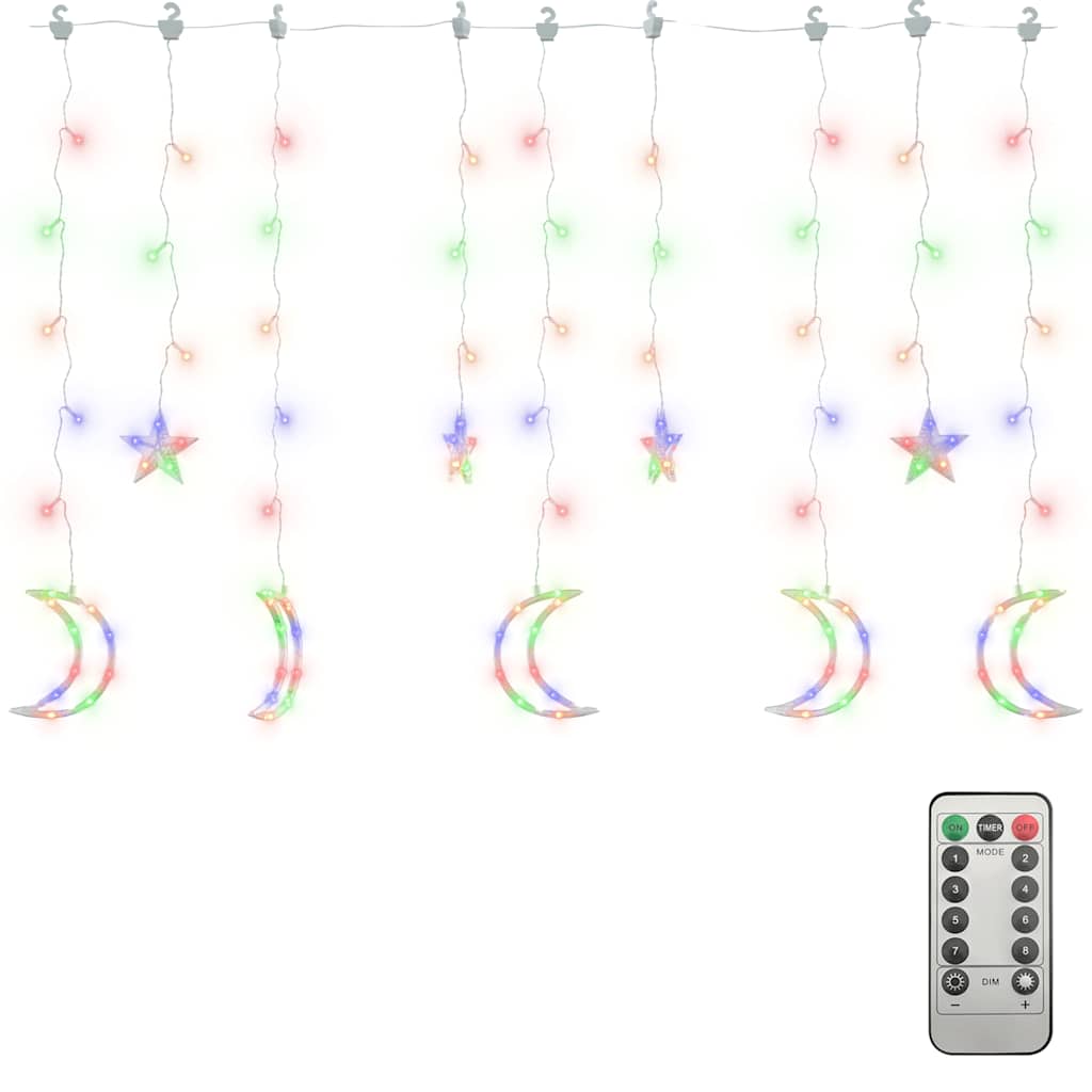 vidaXL Star and Moon Fairy Lights Remote Control 345 LED Colourful