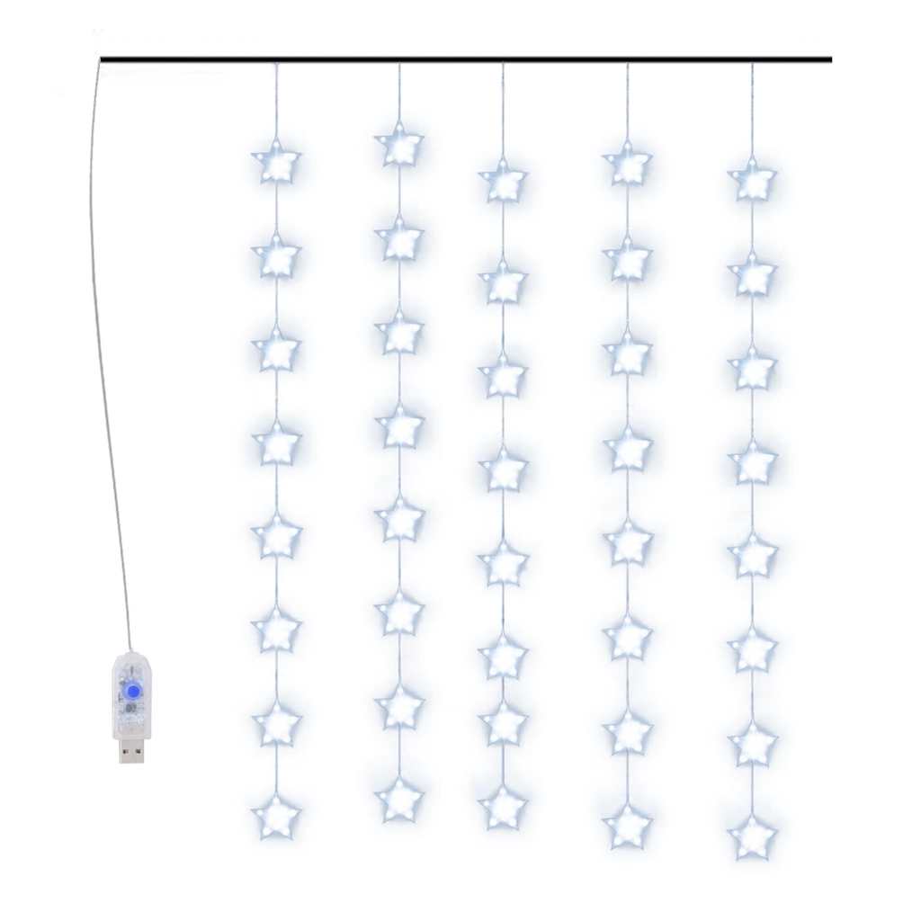 vidaXL LED Star Curtain Fairy Lights 200 LED Blue 8 Function