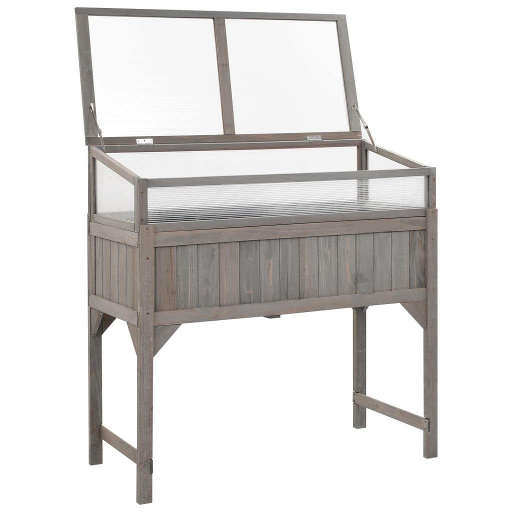 vidaXL Raised Bed with Greenhouse 110x54x120 cm Solid Fir Wood
