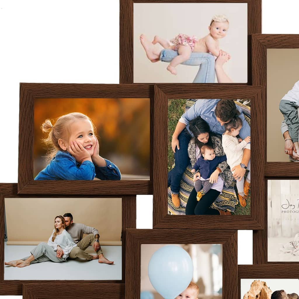 vidaXL Collage Photo Frame for 10x(13x18 cm) Picture Dark Brown MDF