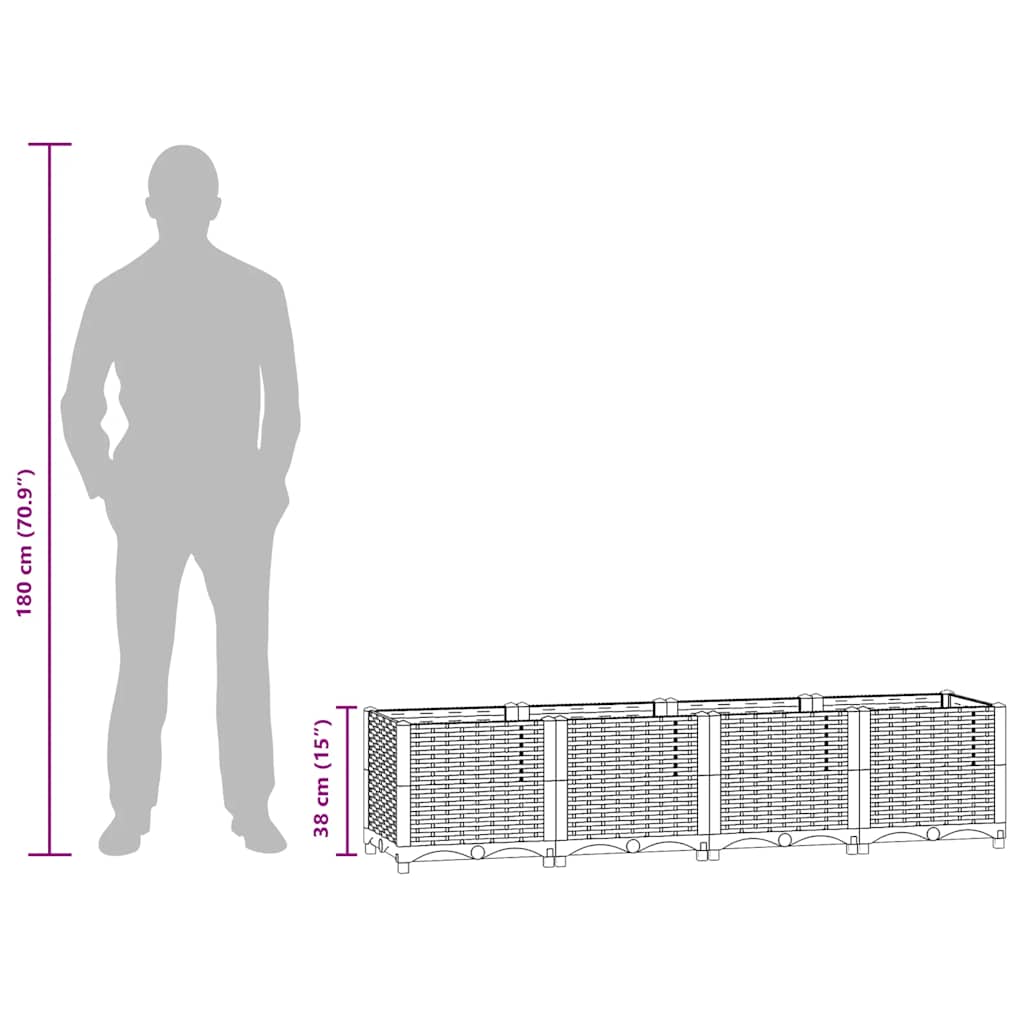 vidaXL Raised Bed 160x40x38 cm Polypropylene