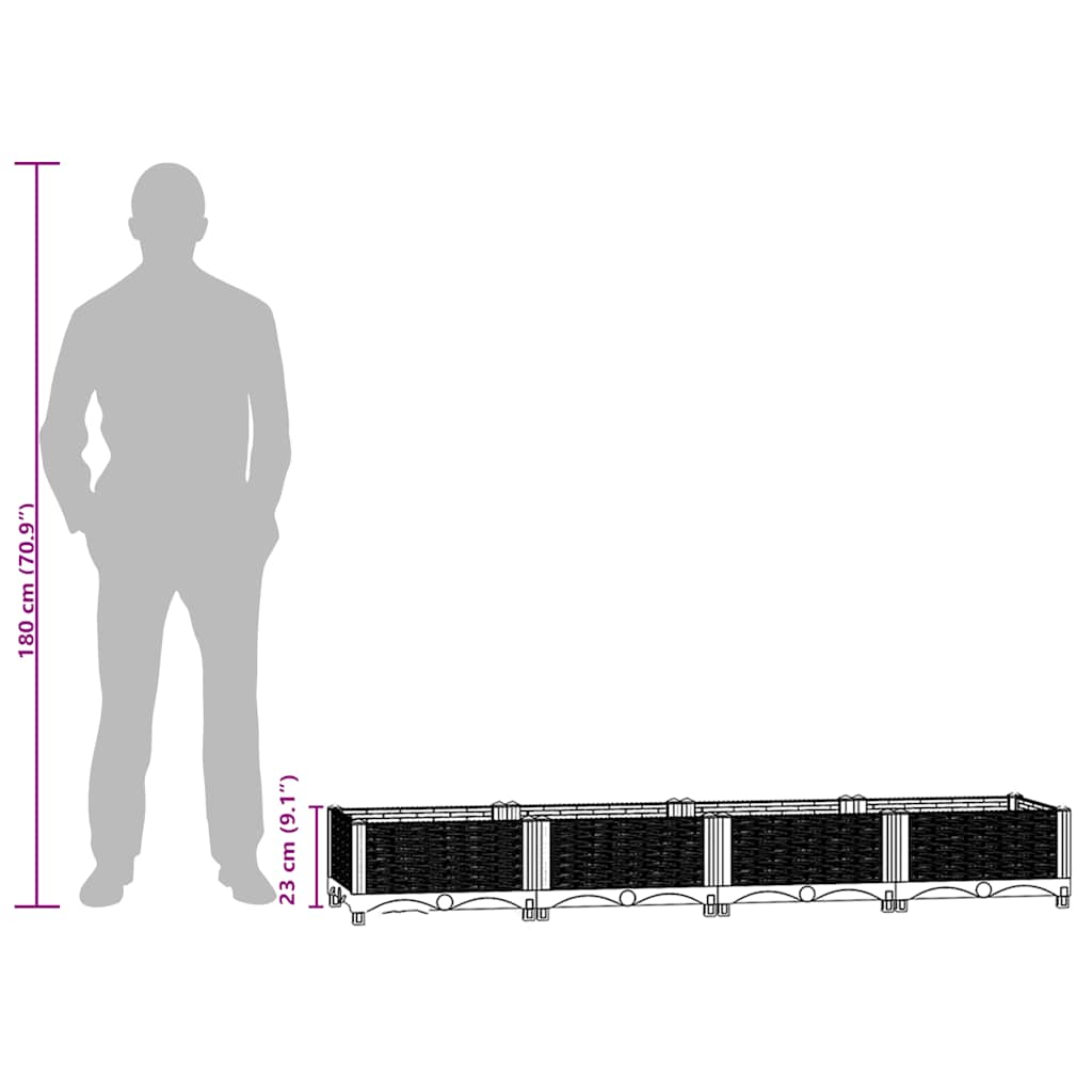 vidaXL Raised Bed 160x40x23 cm Polypropylene