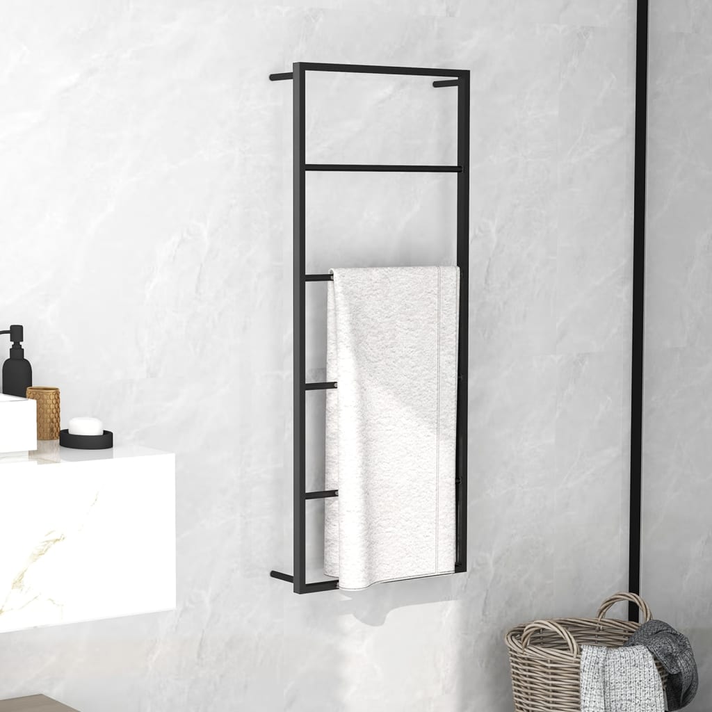 vidaXL Towel Rack Black 45x10x115 cm Steel