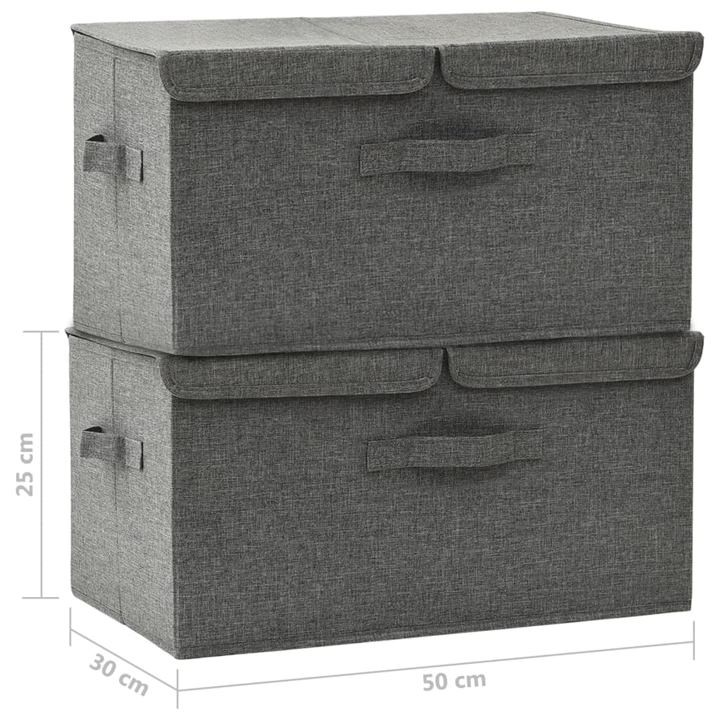 vidaXL Storage Boxes 2 pcs Fabric 50x30x25 cm Anthracite