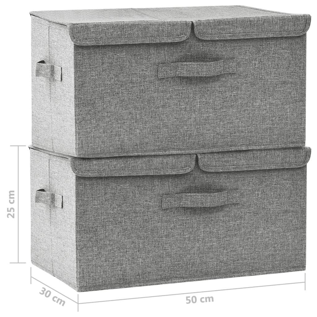 vidaXL Storage Boxes 2 pcs Fabric 50x30x25 cm Grey