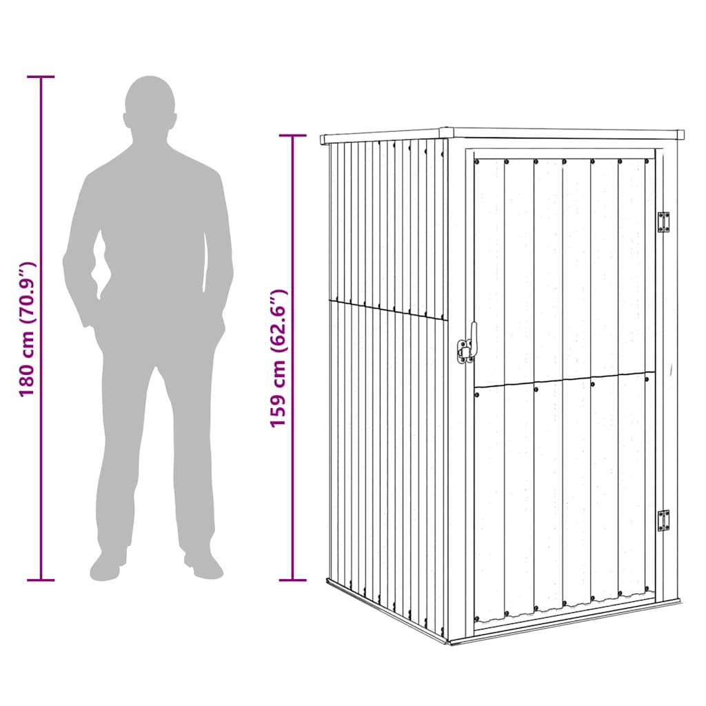 vidaXL Garden Tool Shed Brown 88x89x161 cm Galvanised Steel