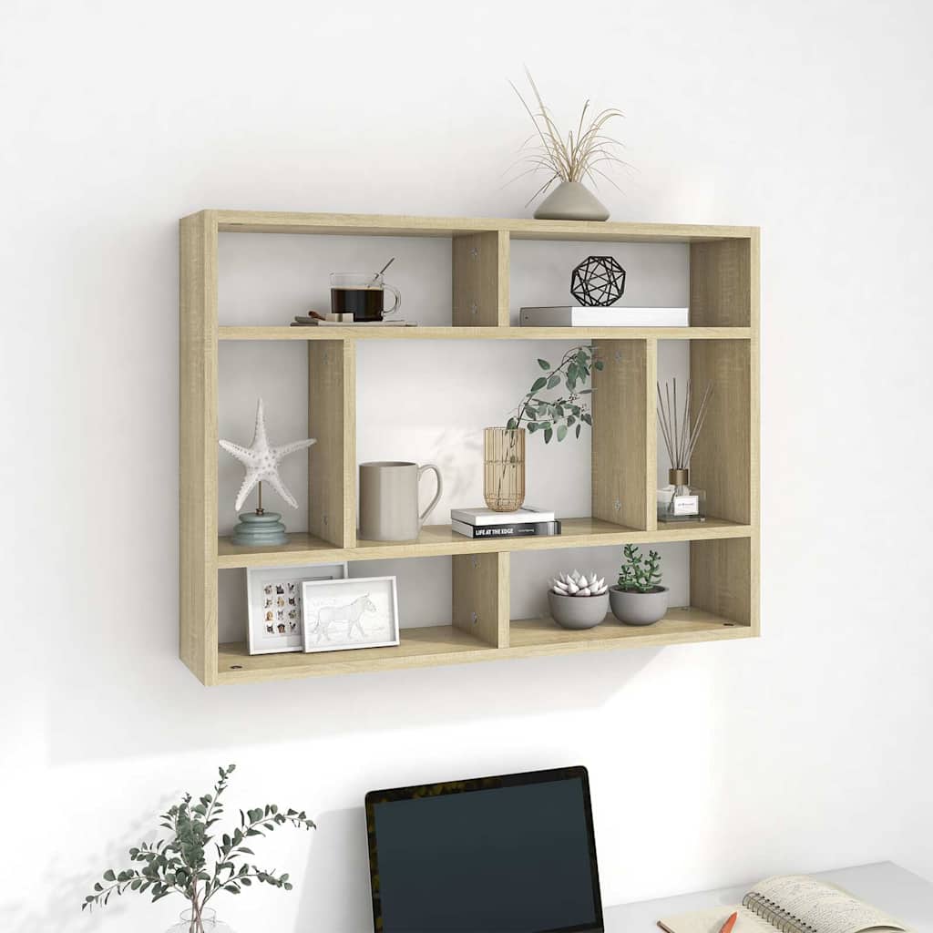 vidaXL Wall Shelf Sonoma Oak 75x16x55 cm Engineered Wood