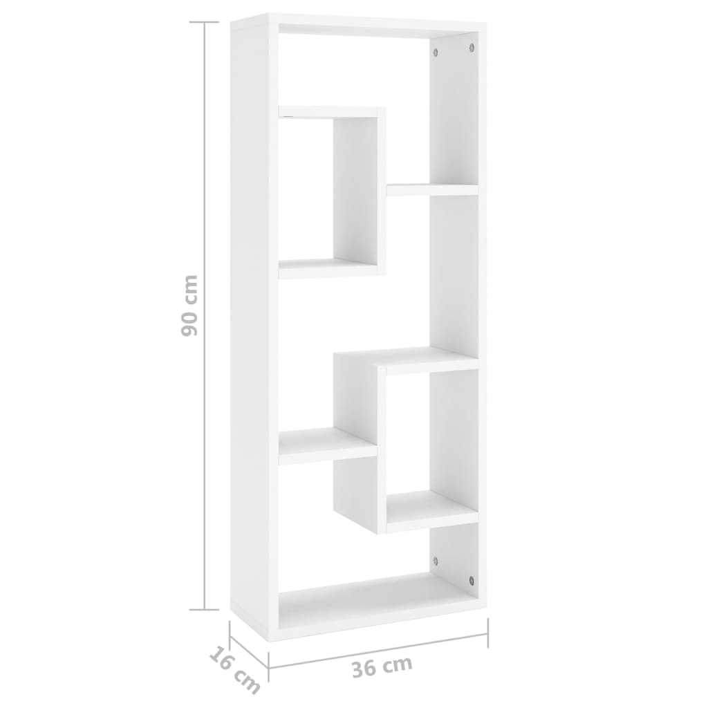 vidaXL Wall Shelf White 36x16x90 cm Engineered Wood