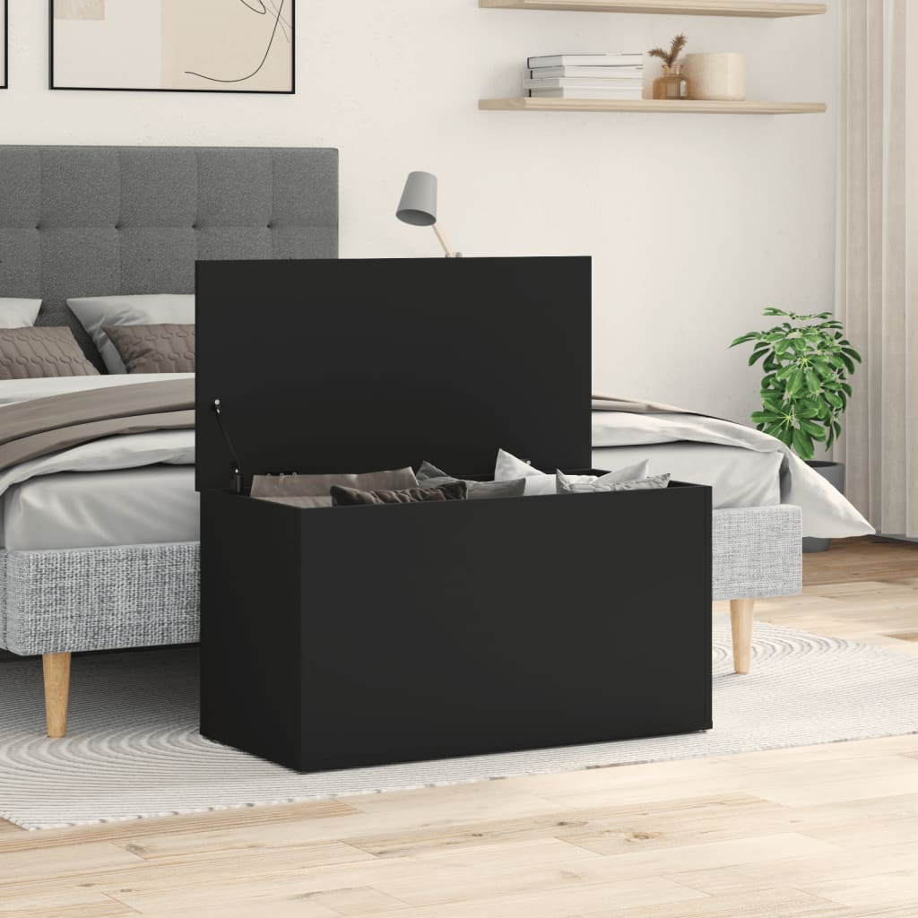 vidaXL Storage Chest Black 84x42x46 cm Engineered Wood