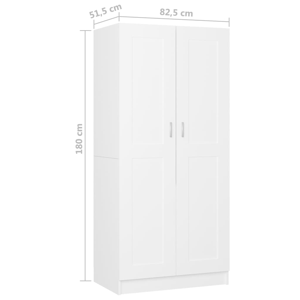 vidaXL Wardrobe White 82.5x51.5x180 cm Engineered Wood