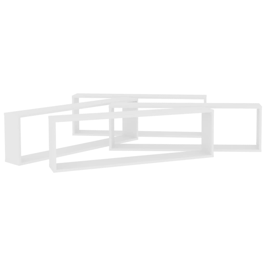 vidaXL Wall Cube Shelf 4 pcs White 100x15x30 cm Engineered Wood