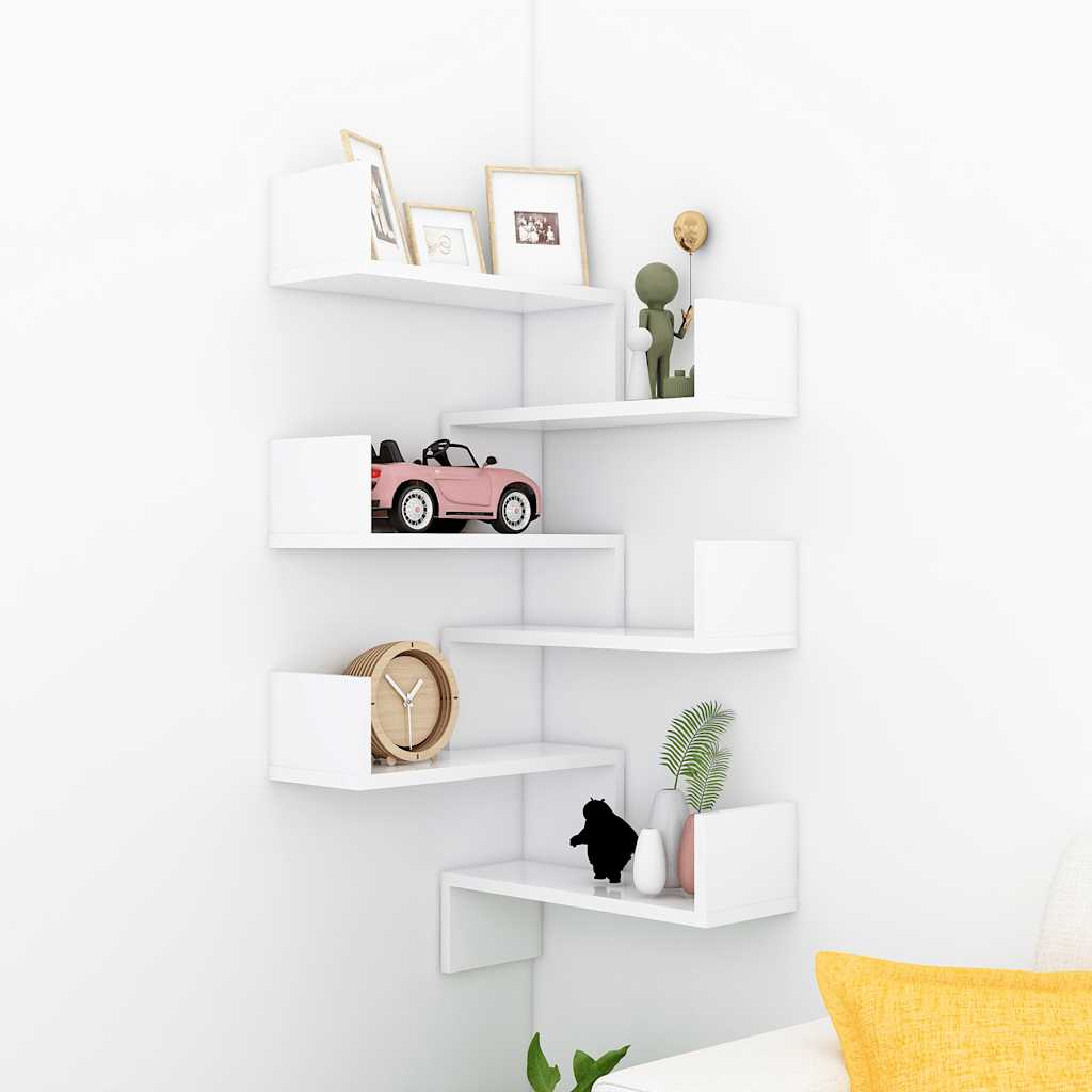 vidaXL Wall Corner Shelf 2 pcs White 40x40x50 cm Engineered Wood