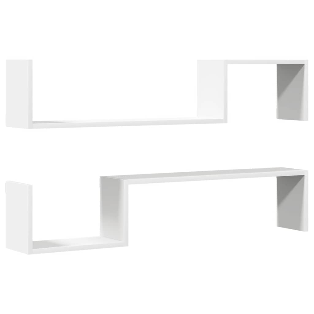 vidaXL Wall Shelf 2 pcs White 100x15x20 cm Engineered Wood