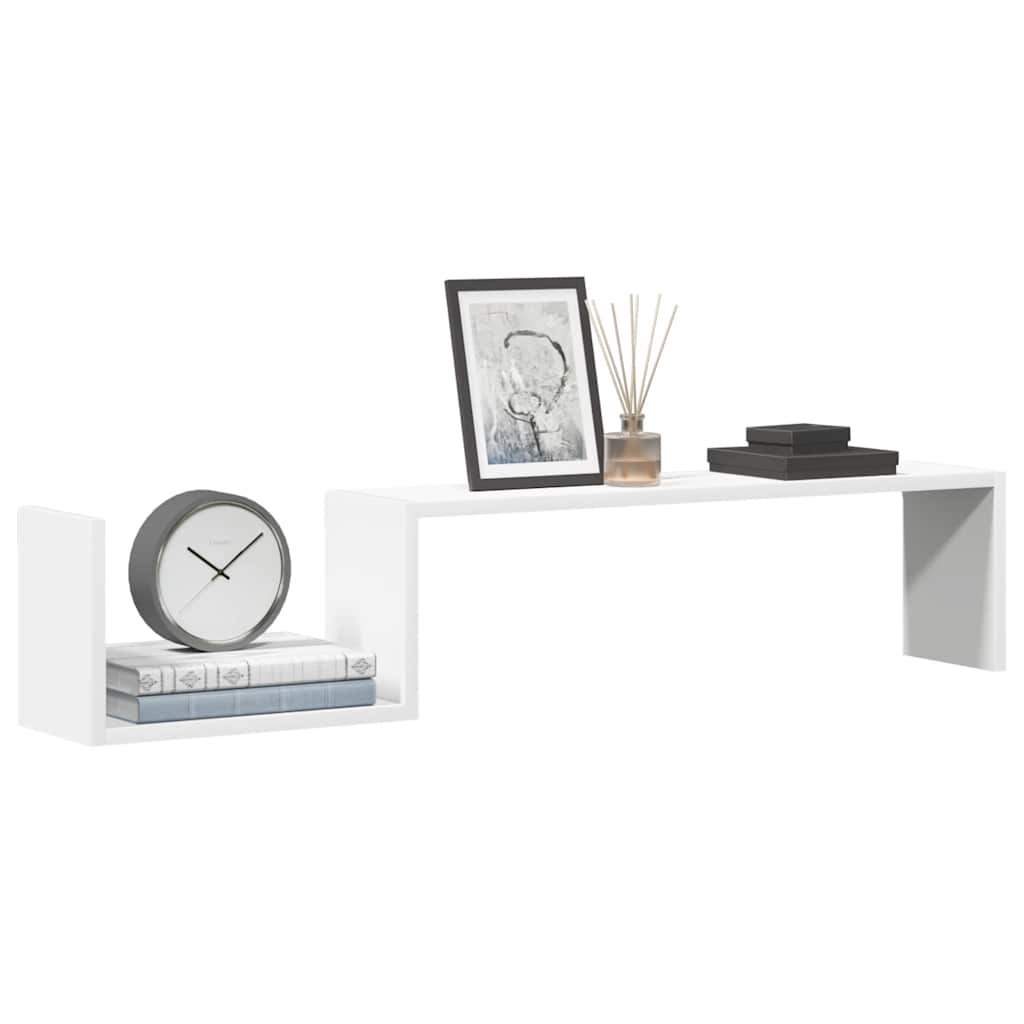 vidaXL Wall Shelf 2 pcs White 100x15x20 cm Engineered Wood