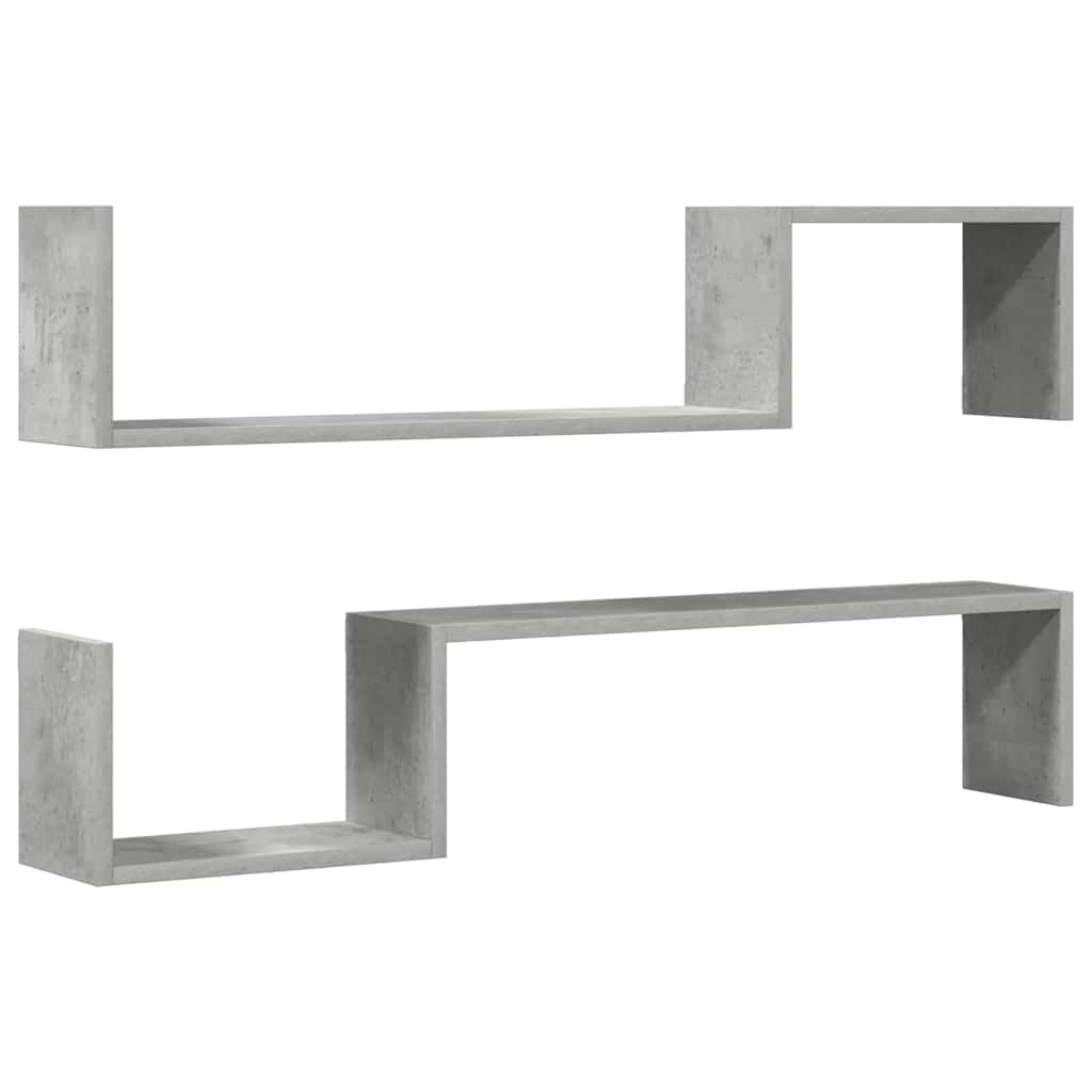 vidaXL Wall Shelf 2 pcs Concrete Grey 100x15x20 cm Engineered Wood