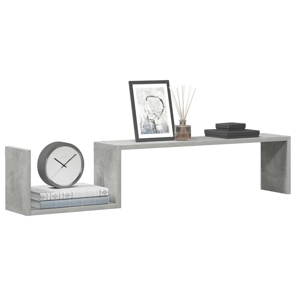 vidaXL Wall Shelf 2 pcs Concrete Grey 100x15x20 cm Engineered Wood