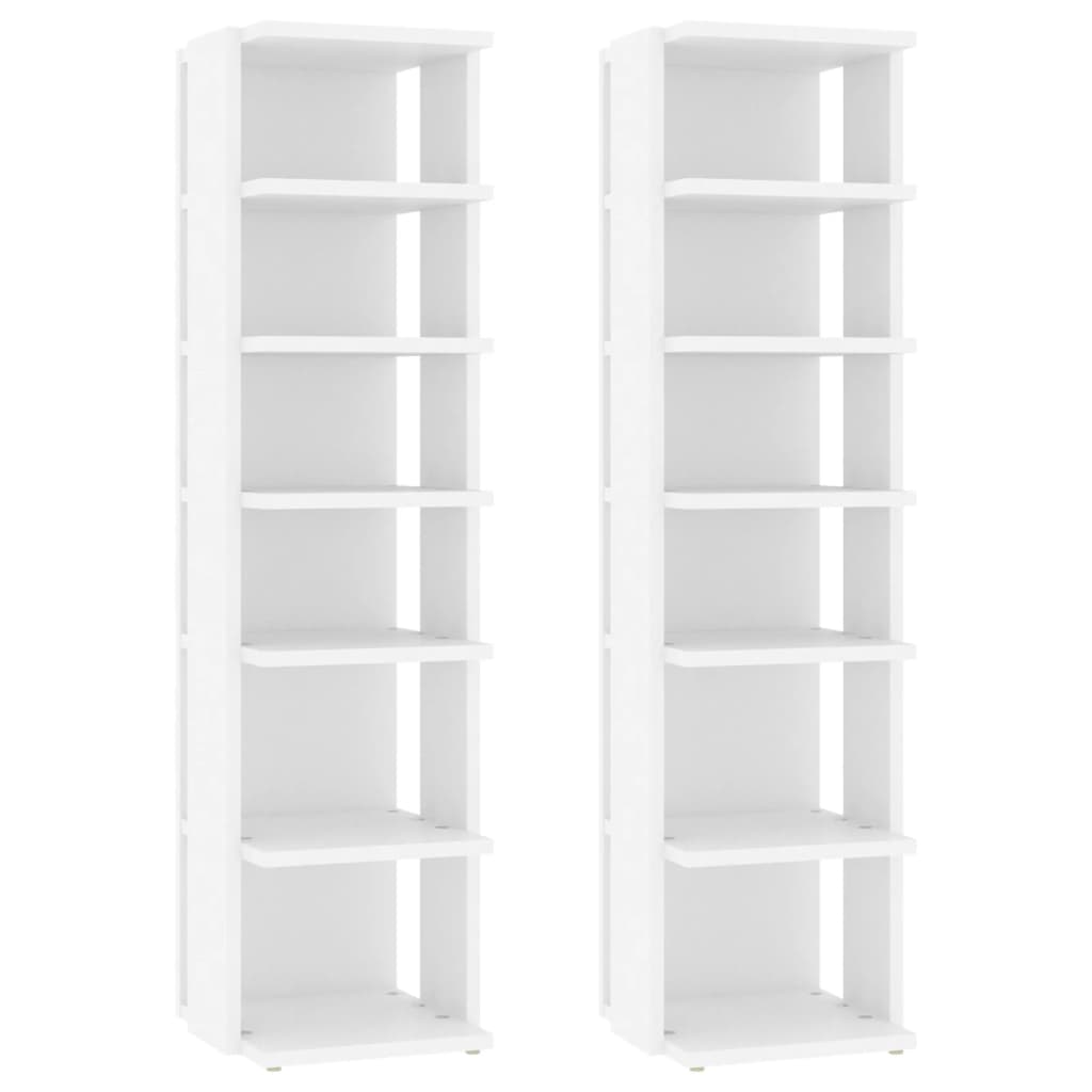 vidaXL Shoe Cabinets 2 pcs White 27.5x27x102 cm Engineered Wood