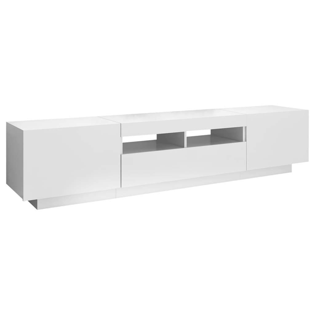 vidaXL TV Cabinet with LED Lights White 180x35x40 cm