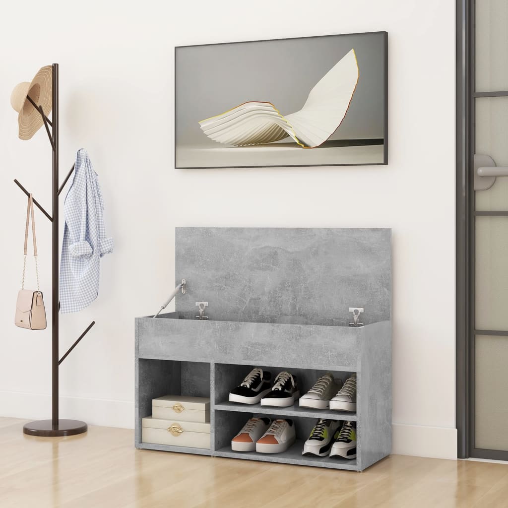 vidaXL Shoe Bench Concrete Grey 80x30x45 cm Engineered Wood